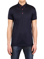 DIOR HOMME - COTTON JERSEY POLO SHIRT - NAVY/RED