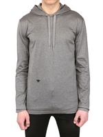 DIOR HOMME - BEE EMBROIDERED HOODED JERSEY T-SHIRT - GREY MELANGE