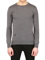 DIOR HOMME - BEE EMBROIDERED WOOL SWEATER - MEDIUM GREY