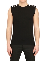 DIOR HOMME - WOOL SILK KNIT SLEEVELESS SWEATER - BLACK