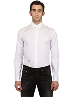 DIOR HOMME - BEE EMBROIDERED COTTON POPLIN SHIRT - WHITE/BLACK