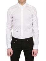 DIOR HOMME - BEE EMBROIDERED STRETCH POPLIN SHIRT - WHITE