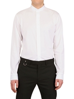 DIOR HOMME - RAW CUT COLLAR COTTON POPLIN SHIRT - WHITE