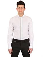 DIOR HOMME - LINEN TRIM COTTON POPLIN SHIRT - WHITE/BEIGE
