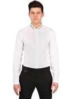 DIOR HOMME - CONTRASTING COLLAR COTTON POPLIN SHIRT - WHITE/BLACK