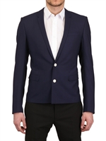DIOR HOMME - ABITO DUE BOTTONI IN LANA TOILE - BLU SCURO