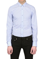 DIOR HOMME - BEE EMBROIDERED STRIPED POPLIN SHIRT - LIGHT BLUE/WHIT