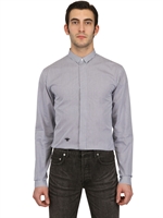 DIOR HOMME - BEE EMBROIDERED STRIPED POPLIN SHIRT - BLUE/WHITE