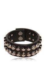 DSQUARED - 3CM STUDDED LEATHER BRACELET - BLACK/NICKEL