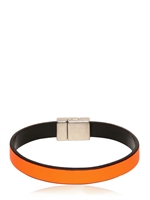 DSQUARED - NEON LEATHER ROCKABILLY THIN BRACELET - NEON ORANGE