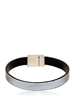 DSQUARED - REFLECTIVE LEATHER ROCKABILLY BRACELET - BLACK/SILVER