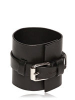 DSQUARED - 8CM LEATHER BUCKLE BRACELET - BLACK