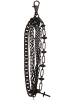 DSQUARED - MATT BRASS CROSS AND CHAIN BRACELET - BLACK