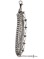 DSQUARED - SHINY BRASS CROSS AND CHAIN BRACELET - SILVER