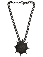DSQUARED - MATT BRASS FLOWER PENDANT NECKLACE - BLACK