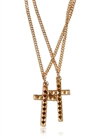 DSQUARED - CROSS PENDANT BRASS NECKLACE - GOLD