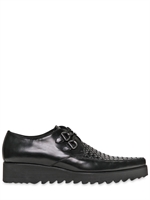 DSQUARED - 40MM WOVEN LEATHER ROCKABILLY SHOES - BLACK/BLACK