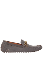 DSQUARED - ABGESTEPPTE LEDER LOAFERS MIT VELOURS EFFEKT - GRAU