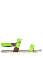 DSQUARED - GROSGRAIN AND LEATHER SANDALS - NEON GREEN