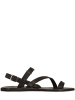 DSQUARED - LEATHER SANDALS WITH METAL BADGES - BLACK