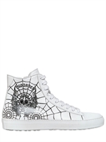 DSQUARED - SNEAKERS IN PELLE STAMPA TESCHIO E RAGNATELA - BIANCO