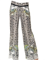 ROBERTO CAVALLI - PRINTED SILK CREPE DE CHINE TROUSERS - MULTI