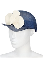FRANCESCO BALLESTRAZZI - ORCHID ON BLUE SISAL BASEBALL CAP - BLUE/WHITE