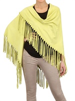 SIMONETTA RAVIZZA - SCIALLE IN CAMOSCIO CON FRANGE - VERDE LIME