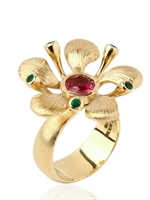 CLEISON ROCHE - HIBISKUSRING AUS GOLD MIT TURMALINE - GOLD/TOURMALINE