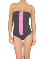 ALESSANDRO DELL'ACQUA - NEON LACE AND LYCRA BATHING SUIT - GREY/FUCHSIA