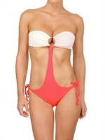 ALESSANDRO DELL'ACQUA - COLOR BLOCK LYCRA TRIKINI - STRAWBERRY