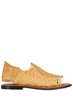 CHUBASCO - HAND WOVEN NUBUCK LEATHER TRICOT SANDALS - LIGHT BROWN