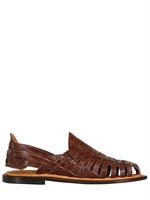 CHUBASCO - HAND WOVEN LEATHER TRICOT SANDALS - BROWN