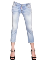 DSQUARED - MINI MILLER COTTON STRETCH DENIM JEANS - BLUE