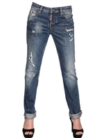 DSQUARED - 90'S WASHED COTTON DENIM JEANS - BLUE