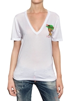 DSQUARED - PRINTED MODAL JERSEY T-SHIRT - WHITE