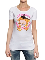 DSQUARED - EMBROIDERED COTTON JERSEY T-SHIRT - WHITE