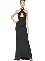 DSQUARED - VISCOSE JERSEY LONG HALTER NECK DRESS - BLACK