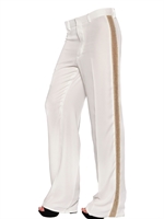 DSQUARED - LUREX ON SILK DOUBLE GEORGETTE TROUSERS - WHITE