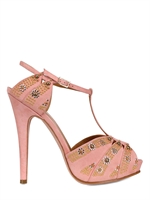 LERRE - 130MM STUDDED SUEDE T-BAR SANDALS - PINK