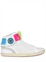 BARONS PAPILLOM - SNEAKERS IN PELLE DETTAGLI FLUO - BIANCO