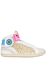 BARONS PAPILLOM - STUDDED LASER CUT SNEAKERS - WHITE/GOLD