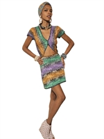 MISSONI - VISKOSE-CUPRO-KLEID MIT AUSSCHNITT - MULTI