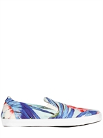 THE EDITOR - SNEAKERS SLIP ON IN TELA DI COTONE STAMPA FLOREALE - CELESTE