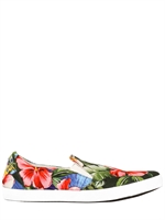 THE EDITOR - SNEAKERS SLIP ON IN TELA DI COTONE STAMPA FLOREALE - VERDE