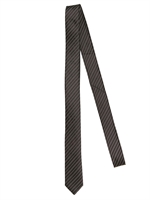 DIOR HOMME - 4CM MICRO SILK JACQUARD STRIPED TIE - BLACK/SILVER