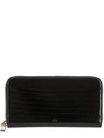 DIOR HOMME - VERSPIEGELTE, PLISSIERTE LEDERBRIEFTASCHE MIT ZIP - SCHWARZ