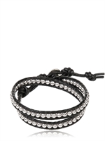 COLANA - BRACCIALE IN PELLE - NERO/ARGENTO