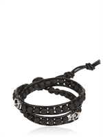COLANA - BRACCIALE IN PELLE E LAVA - NERO