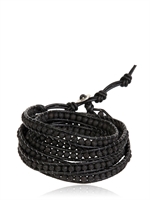 COLANA - BRACCIALE IN PELLE E LAVA - NERO